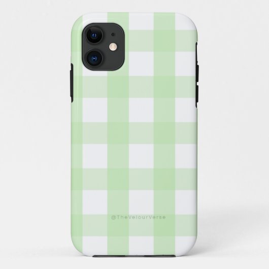 Minimaal Mint Green Gingham iPhone hoesje (Achterkant)