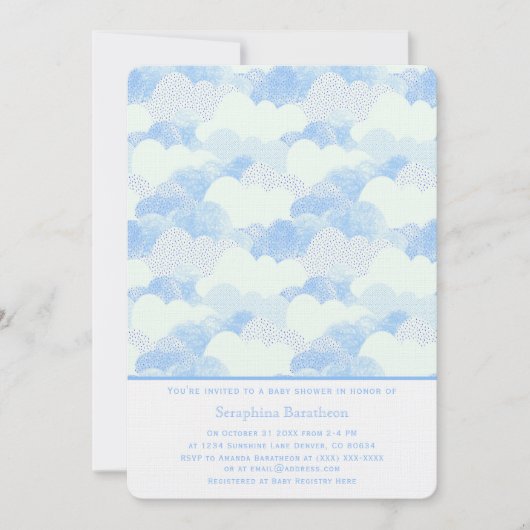 Minimaal modern Abstract blauw wolkenBaby shower Kaart (Voorkant)