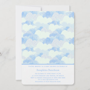 Minimaal modern Abstract blauw wolkenBaby shower Kaart