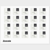 MINIMAAL MODERN BLACK & WHITE DANK U WEDING VIERKANTE STICKER (Vel)