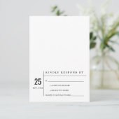MINIMAAL MODERN BLACK WHITE TYPOGRAPHY WEDDING RSV KAART (Staand voorkant)