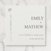 MINIMAAL MODERN BLACK & WITTE TYPOGRAFIE WEDING BEDANKJES LABELS (Voorkant)