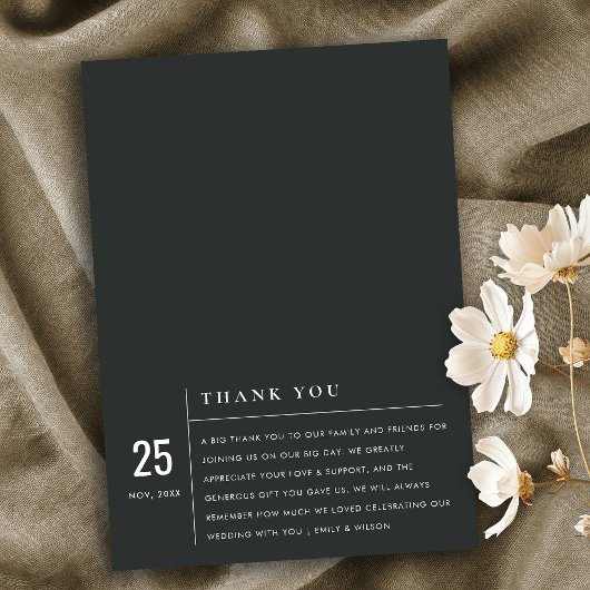MINIMAAL MODERN BLACK & WITTE TYPOGRAFIE WEDING BEDANKKAART