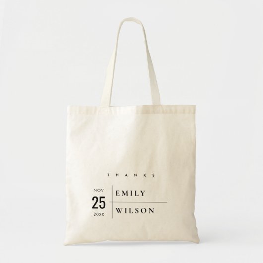 MINIMAAL MODERN BOLD TYPOGRAPHY WEDING BEDANKT TOTE BAG (Voorkant)