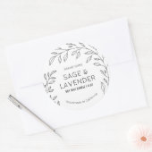 Minimaal Modern Botanisch Zwart Wit Productetiket Ronde Sticker (Envelop)
