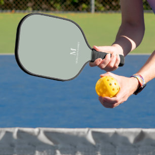 Minimaal Modern Custom Monogram Naam Sage Groen Pickleball Paddle