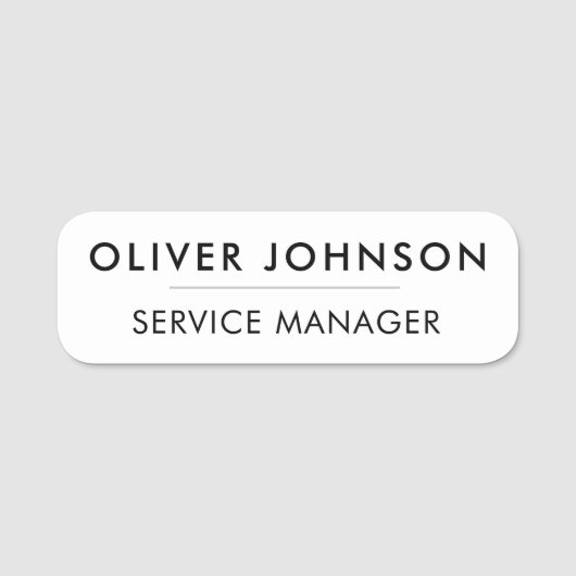 Minimaal Modern Eenvoudig Wit Professioneel Magnet Naamplaatje (Voorkant)