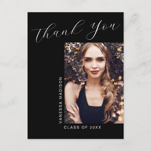 Minimaal modern Elegant Script Photo Afstudeerder Briefkaart (Voorkant)