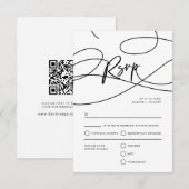 Minimaal Modern Fancy Script "RSVP" QR Code Bruilo RSVP Kaartje (Voorkant / Achterkant)