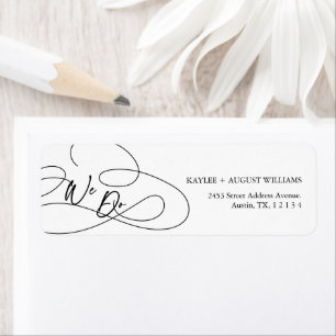 Minimaal modern Fancy script "we doen" bruiloft Etiket
