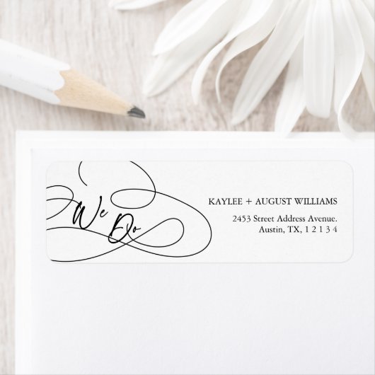 Minimaal modern Fancy script "we doen" bruiloft Etiket (Insitu)