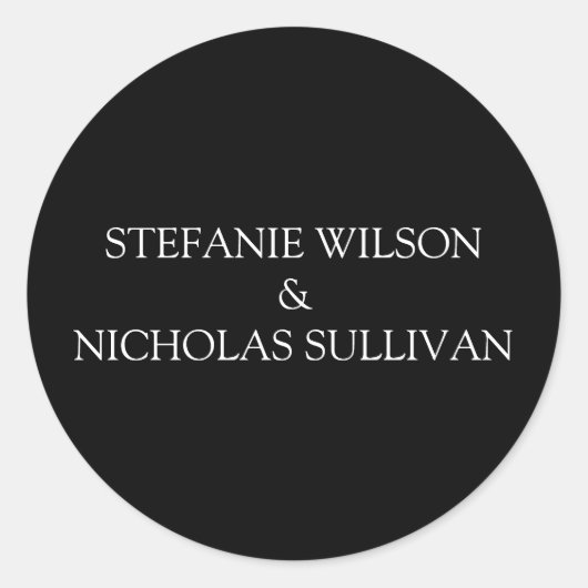 Minimaal modern fijn Floral Monogram bruiloft Ronde Sticker (Voorkant)