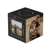 Minimaal Modern Getrouwd & Blij Gouden Script Kubus (Achter hoekig)