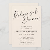 Minimaal Modern Ivoor Cream Script Repetitie Diner Kaart (Voorkant / Achterkant)