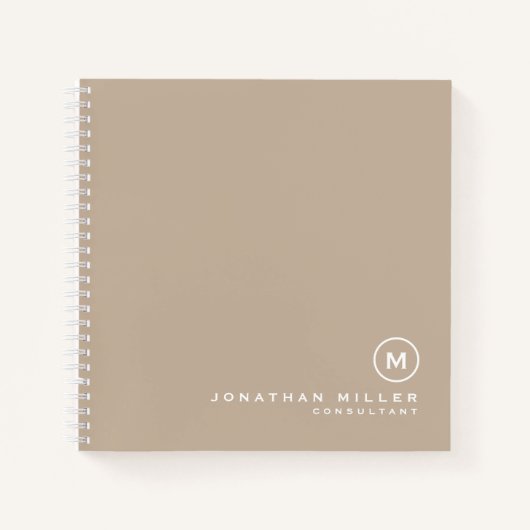 Minimaal modern Monogram Beige Grafiek Notitieboek (Voorkant)