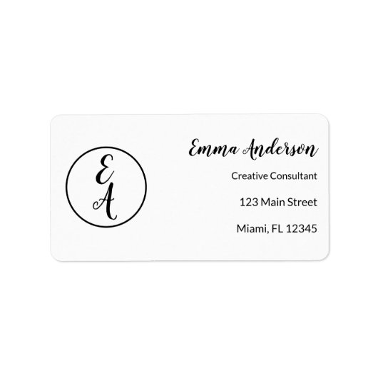 Minimaal Modern Monogram Etiket (Voorkant)