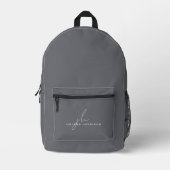 Minimaal modern monogram grijs bedrukte rugzak (Voorkant)