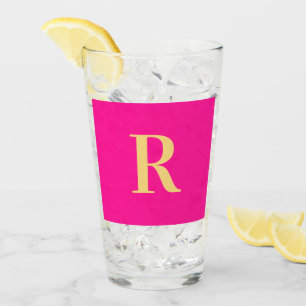 Minimaal Modern Monogram Hot Pink Glas