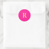 Minimaal Modern Monogram Hot Pink Ronde Sticker (Tas)
