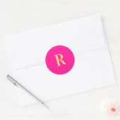 Minimaal Modern Monogram Hot Pink Ronde Sticker (Envelop)