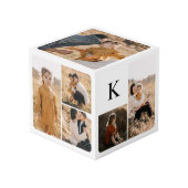 Minimaal modern monogram voor meerdere foto's kubus (Voorkant hoekig)