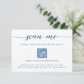 Minimaal Modern Navy Blue Scan Me QR RSVP Informatiekaartje (Staand voorkant)