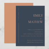 MINIMAAL MODERN NAVY RUST TYPOGRAPHY VERLOVING KAART (Voorkant / Achterkant)