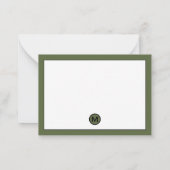 Minimaal modern olive groen monogram notitiekaartje (Achterkant)