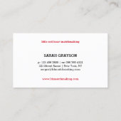 Minimaal modern rood hart visitekaartje (Achterkant)