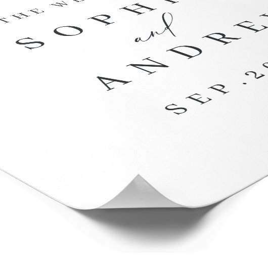 Minimaal modern script bruiloft welkomstbord poster (Hoek)