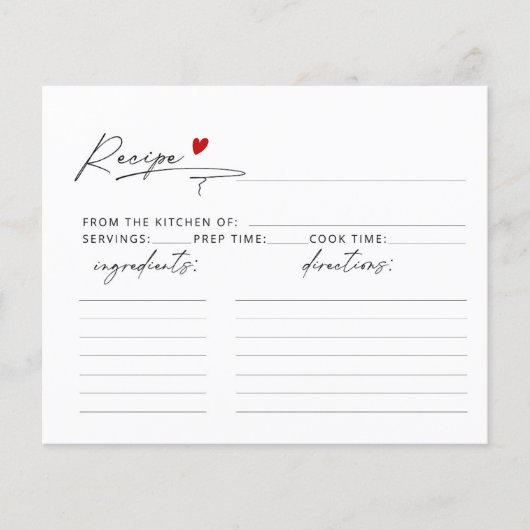 Minimaal Modern script hart Bridel Douche Recept (Voorkant)