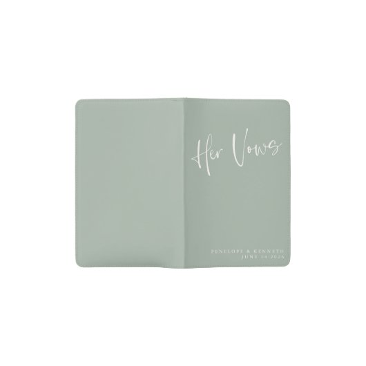Minimaal modern script Sage Green Weddenschap met  Pocket Moleskine Notitieboekje (Geopend)