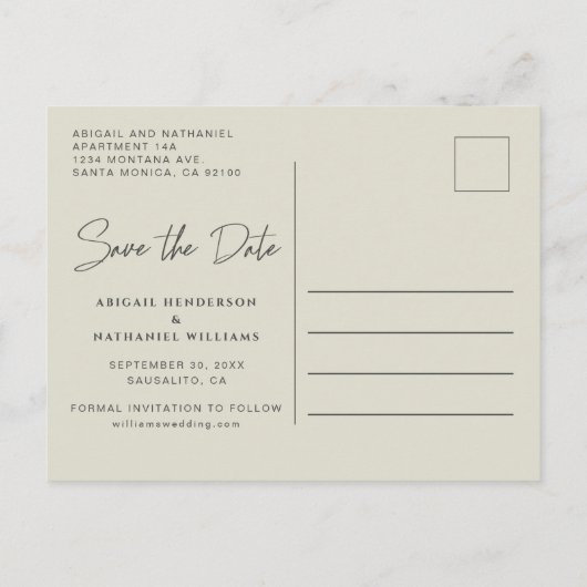 Minimaal Modern Sla de datum op Aankondigingskaart (Achterkant)