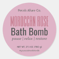 Minimaal Modern Stoffig Roze Badbom Rond Label