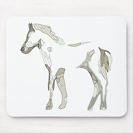 Minimaal & Modern Wit Paard Tekenen Elegant Zacht Muismat (Voorkant)