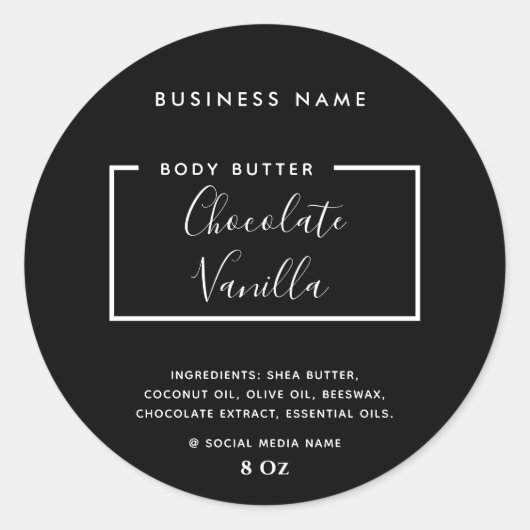 Minimaal modern zwart label met typografie (Voorkant)