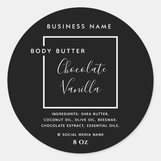 Minimaal modern zwart label met typografie (Voorkant)