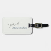 Minimaal modern zwart wit duusky grijs script bagagelabel (Voorkant horizontaal)