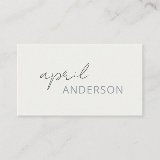 Minimaal modern zwart wit duusky grijs script visitekaartje (Voorkant)