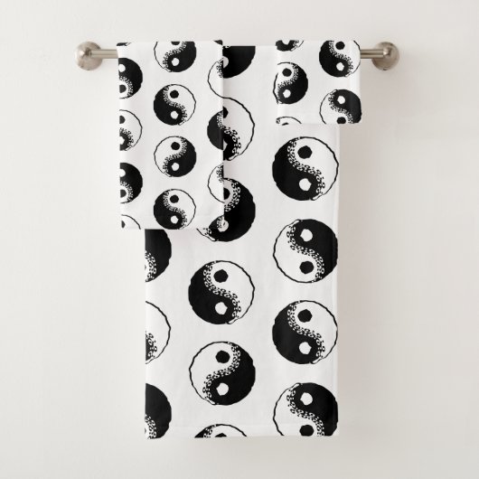 Minimaal modern zwart-wit Yin Yang-patroon Bad Handdoek (Insitu)