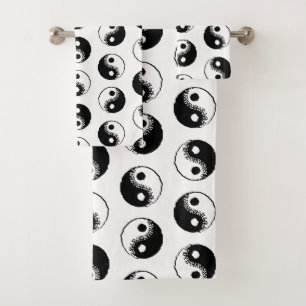 Minimaal modern zwart-wit Yin Yang Pattern Bad Handdoek