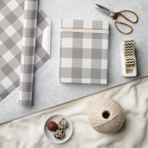 Minimaal monochroom ruit Kerstmis Cadeaupapier