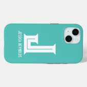 Minimaal monogram Aqua Case-Mate iPhone Case (Achterkant (horizontaal))