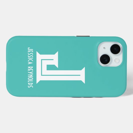 Minimaal monogram Aqua Case-Mate iPhone Case (Achterkant (horizontaal))