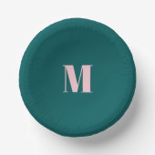 Minimaal monogram beginletter groen roze papieren kommen (Voorkant)