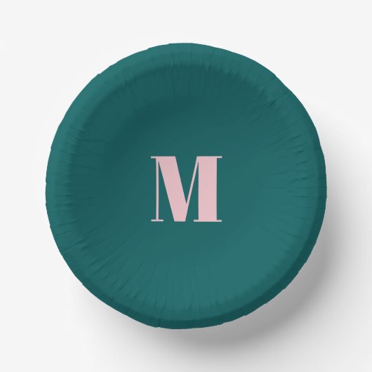 Minimaal monogram beginletter groen roze papieren kommen (Voorkant)