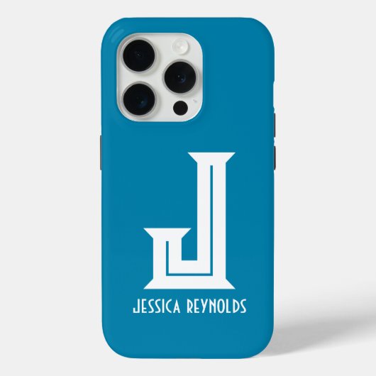 Minimaal monogram Blauwgroen Case-Mate iPhone Case (Achterkant)