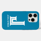 Minimaal monogram Blauwgroen Case-Mate iPhone Case (Achterkant (horizontaal))