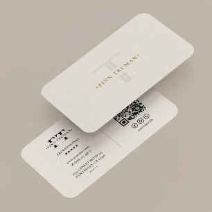 Minimaal Monogram F T Logo Zand Beige Professionee Visitekaartje