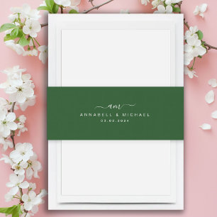 Minimaal, Monogram, Handschriftdoopvont, Huwelijk Uitnodigingen Wikkel